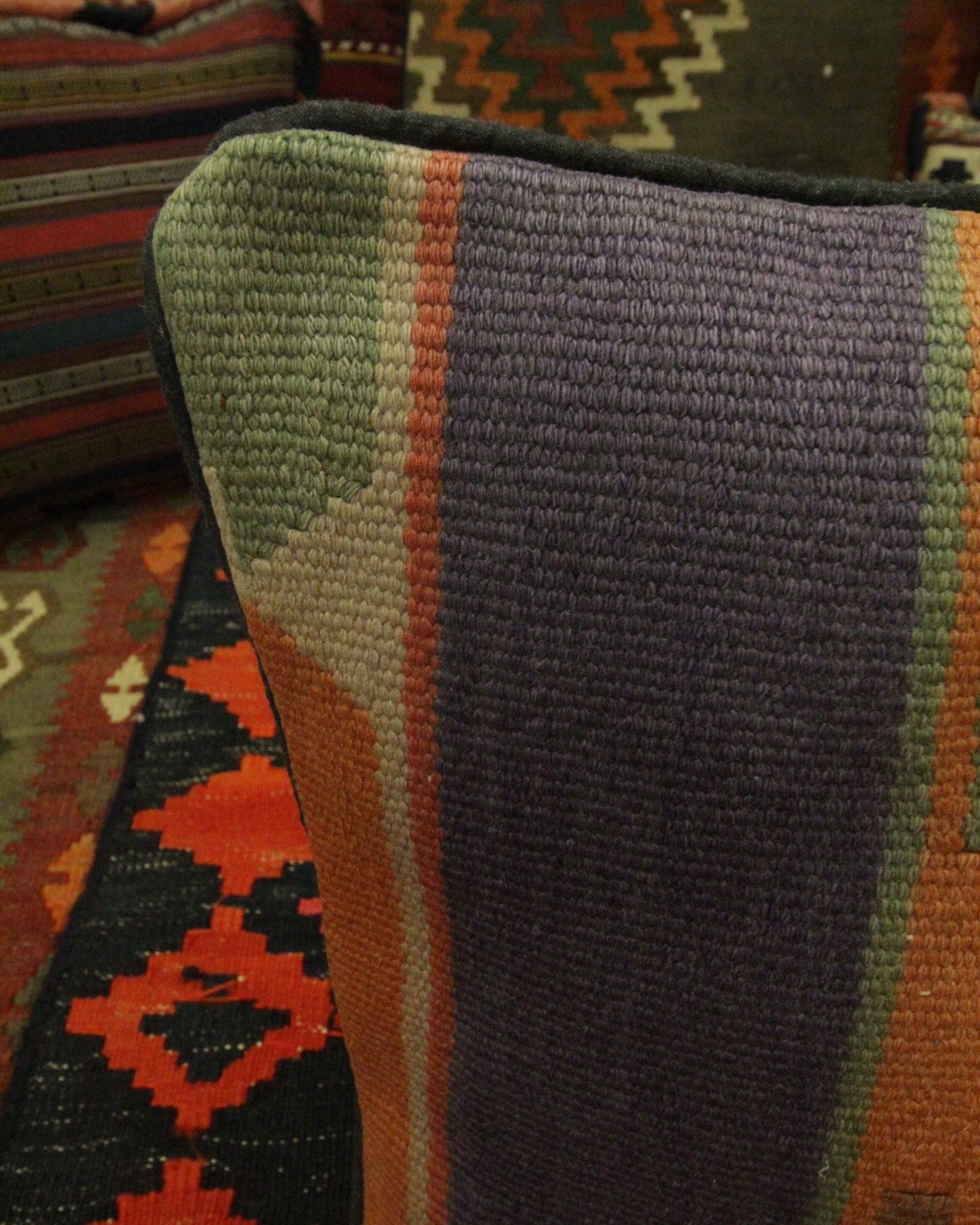 Housse de coussin Kilim rayé fait à la main 37x40cm