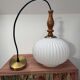 Vintage Scandinavian pendant light in white pleated opaline