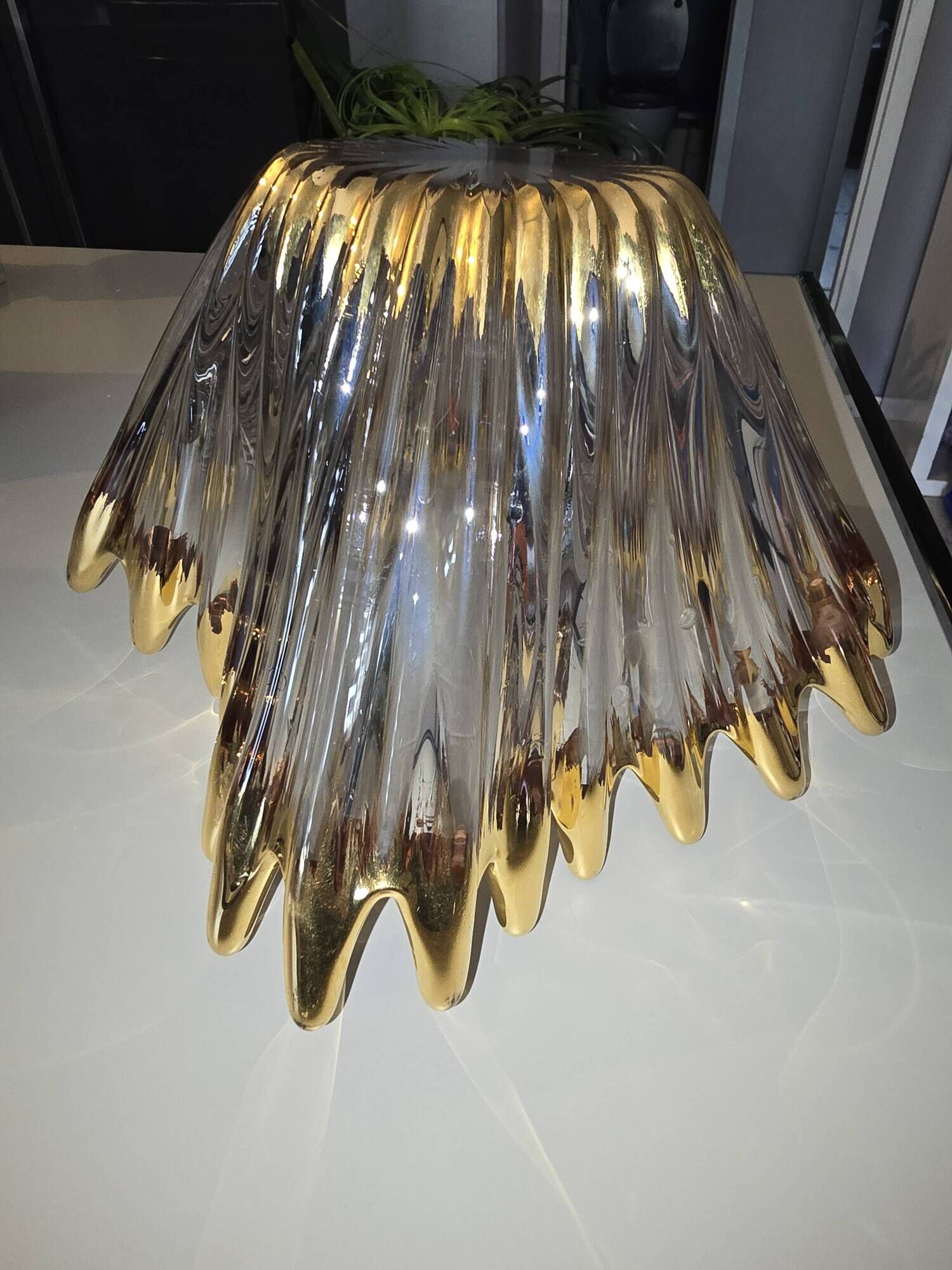 Free-form crystal bowl with fine gold gilding – Vintage 1950s/1960s