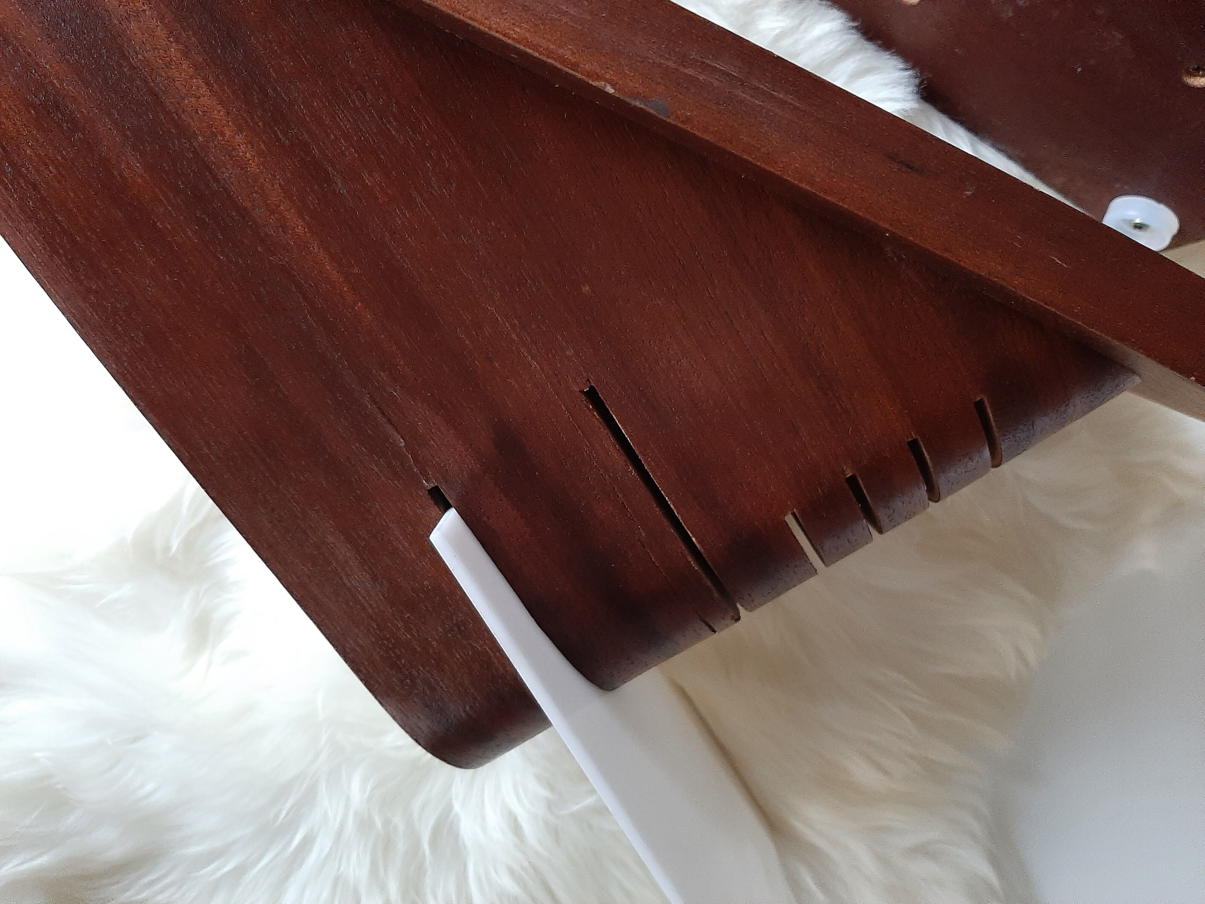 Pair of Scandinavian wood and plexiglass lamps