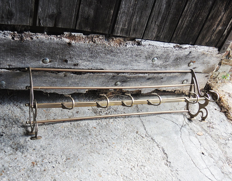 Old brass wall coat rack