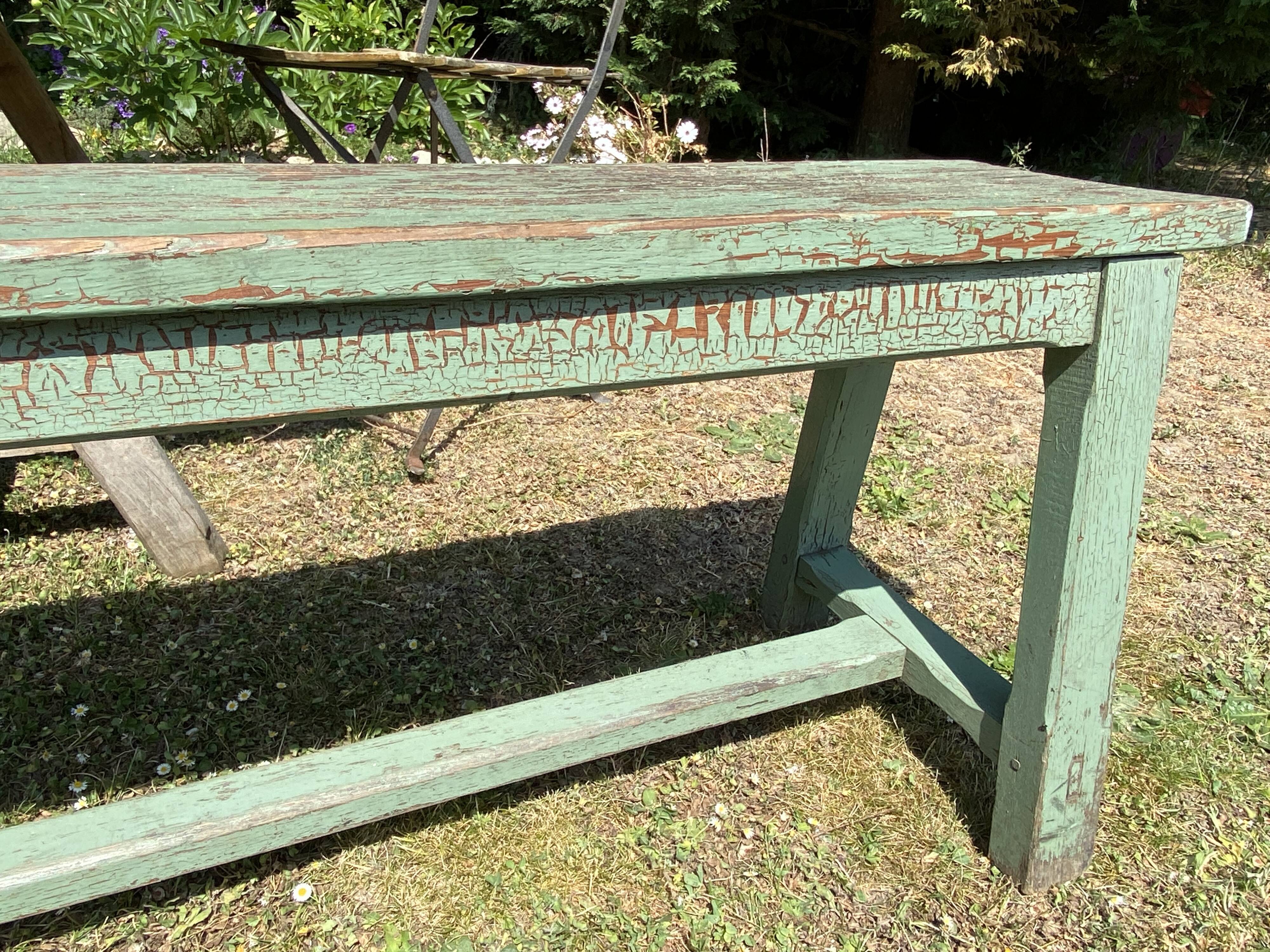 Old solid wood farmhouse bench