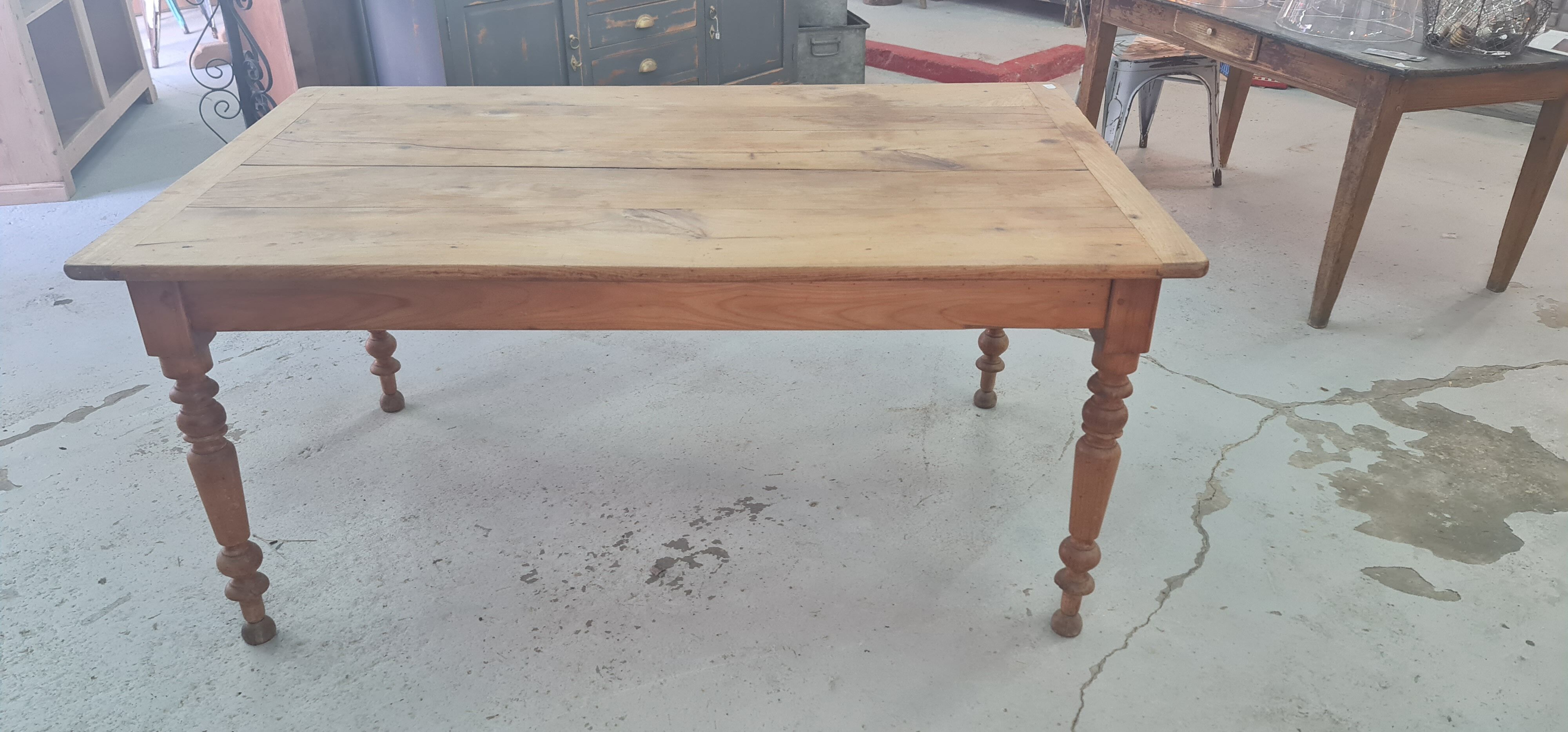 Farmhouse table wood foot turned