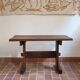 Solid oak coffee table, key stretcher, 1950s.