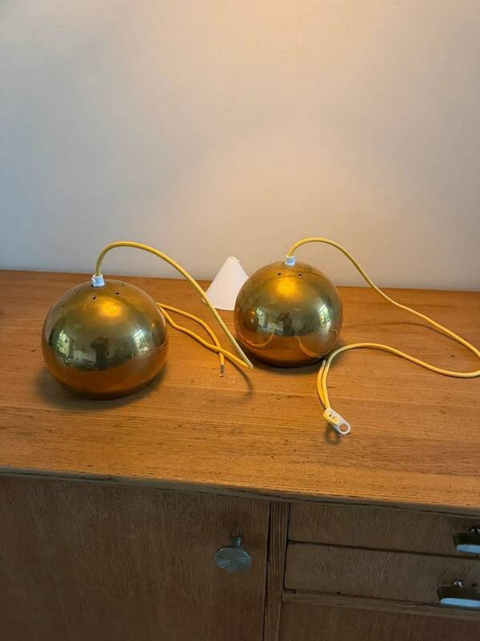 Set of 2 vintage Danish brass design pendant - Louis Poulsen Topan style