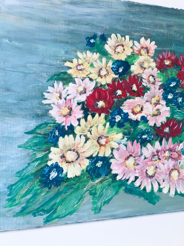 Huile sur toile petites fleurs