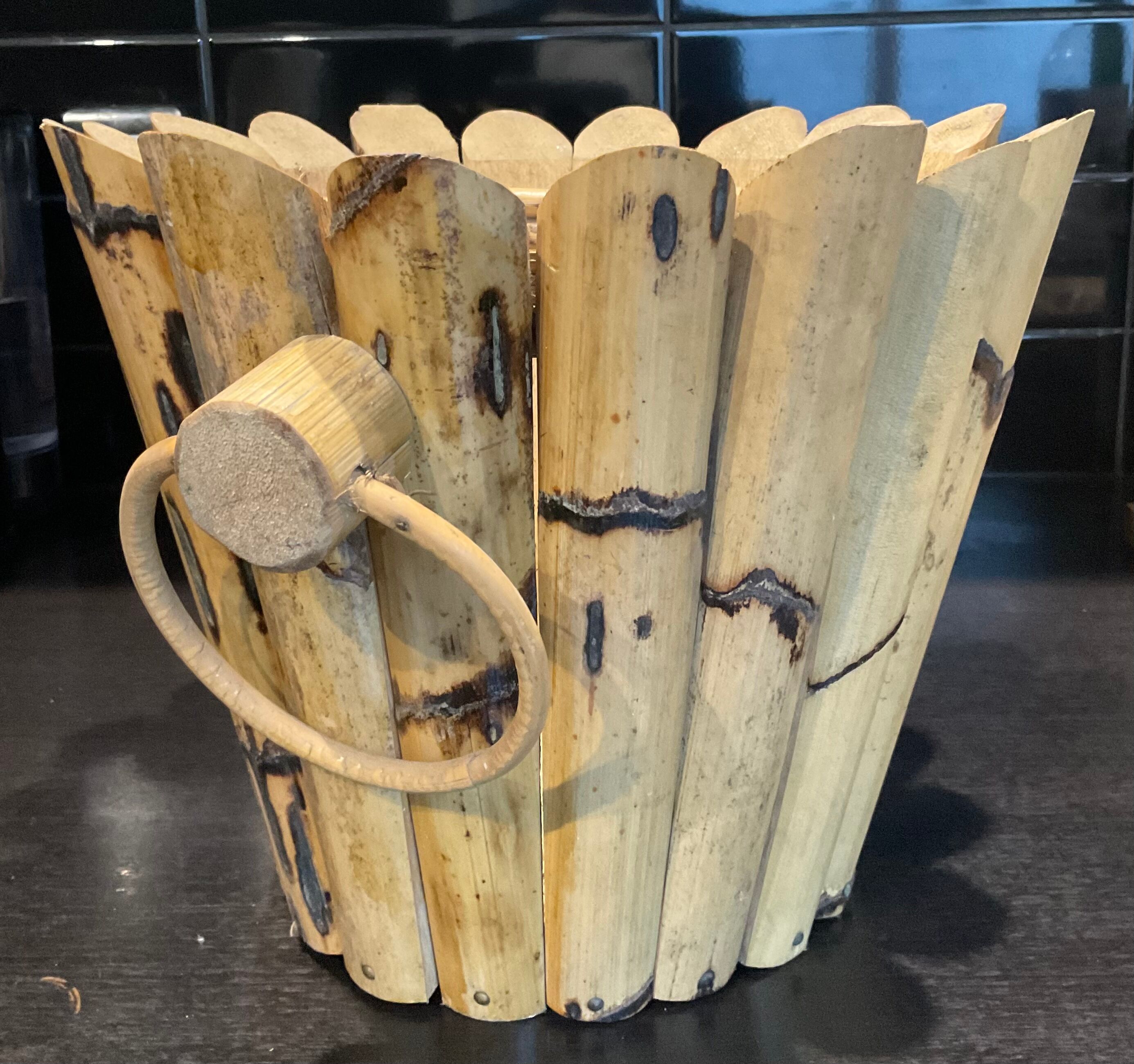 Vintage rattan pot cover D32cm