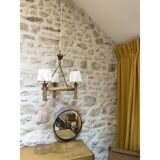 Three-light braided rope pendant light, 1950-1960.