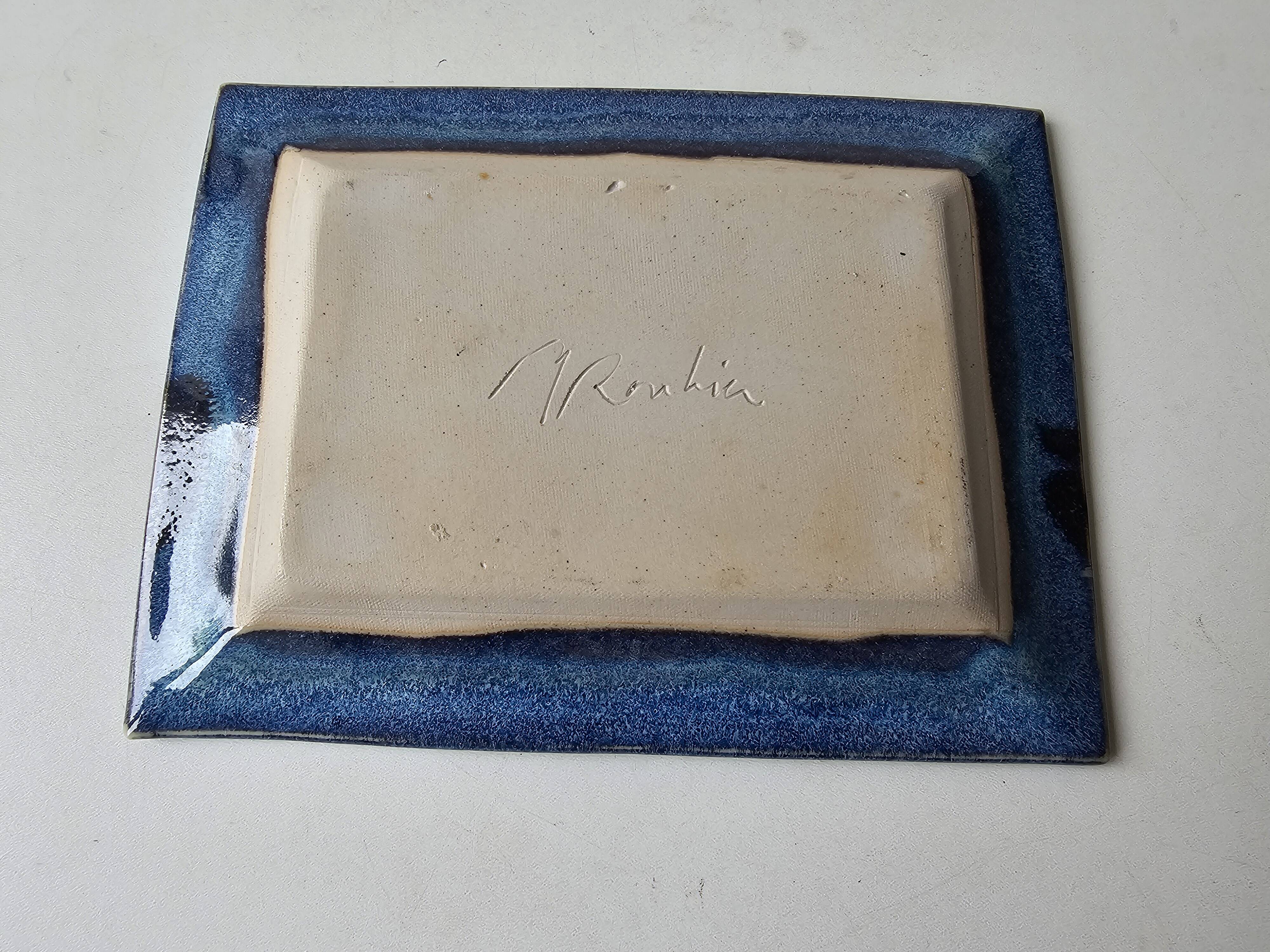 Glazed ceramic pocket emptier signed Rouhier