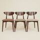 Set of 4 Modern Beech Wood Dining Chair, Herringbone terracota fabric