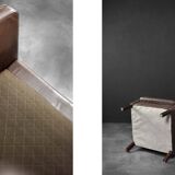 Brown leather wingback chair in mid-century modern Danish style, 1960s.