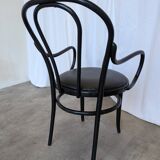 Vintage Thonet Style Dining Chair: Black Bentwood Cane Seat
