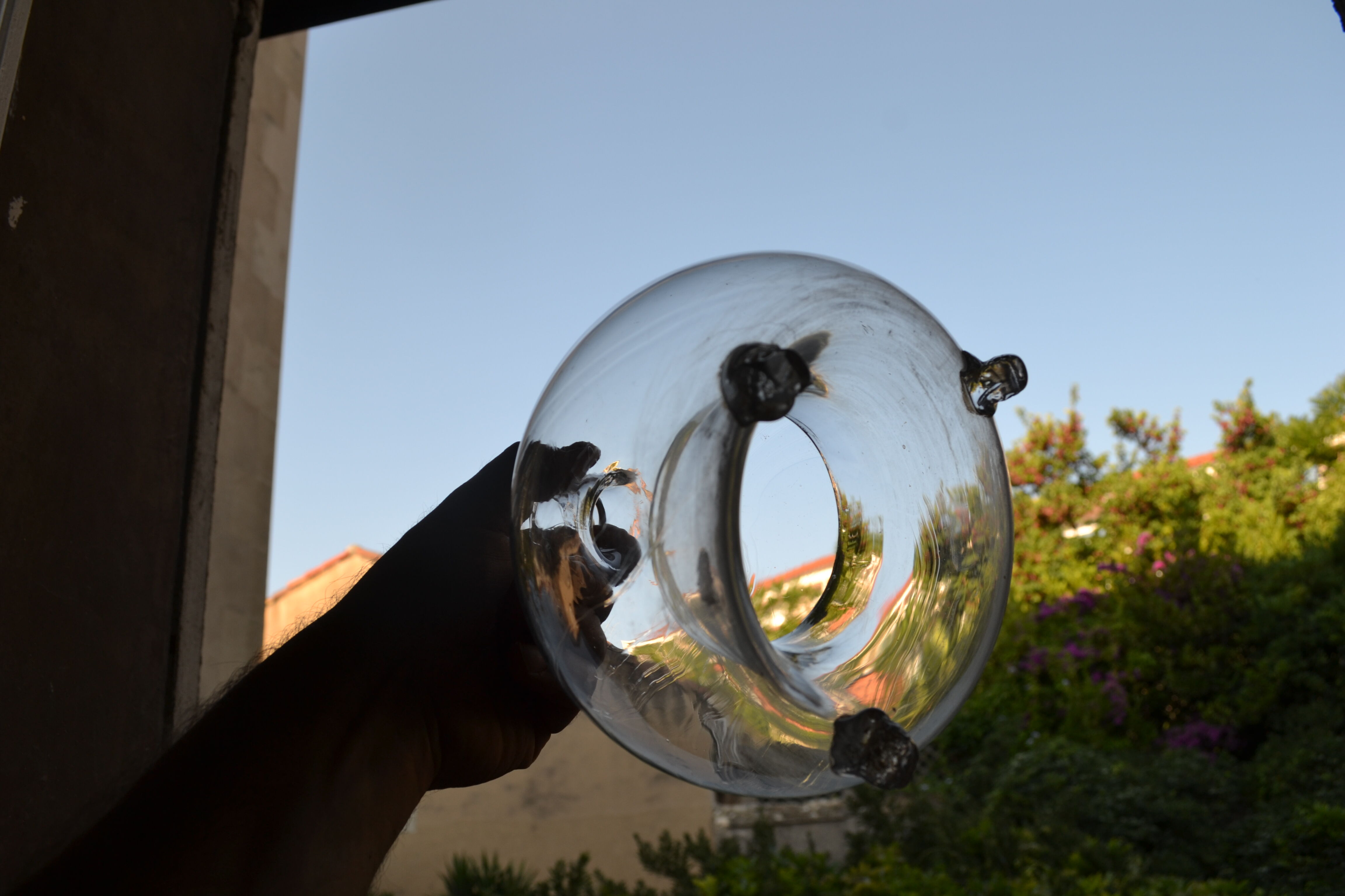 Glass trap blown 18th or 19th century