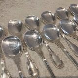 12 silver-plated metal ice scoops by silversmith Ravinet Denfert with nets