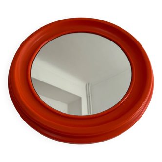Miroir vintage Space Age en plastique orange