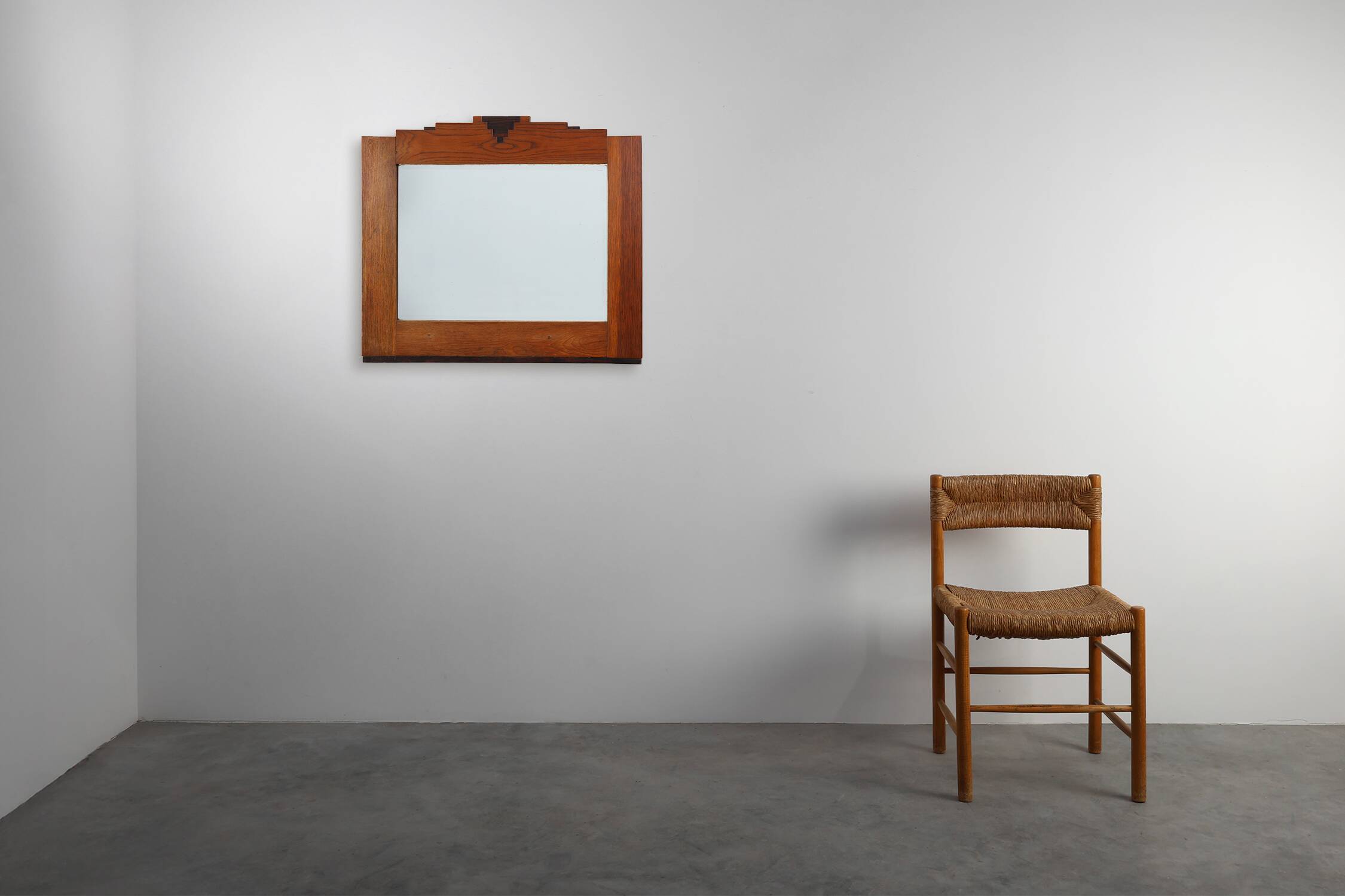 Amsterdam School style solid Oak Mirror, The Netherlands ca. 1915