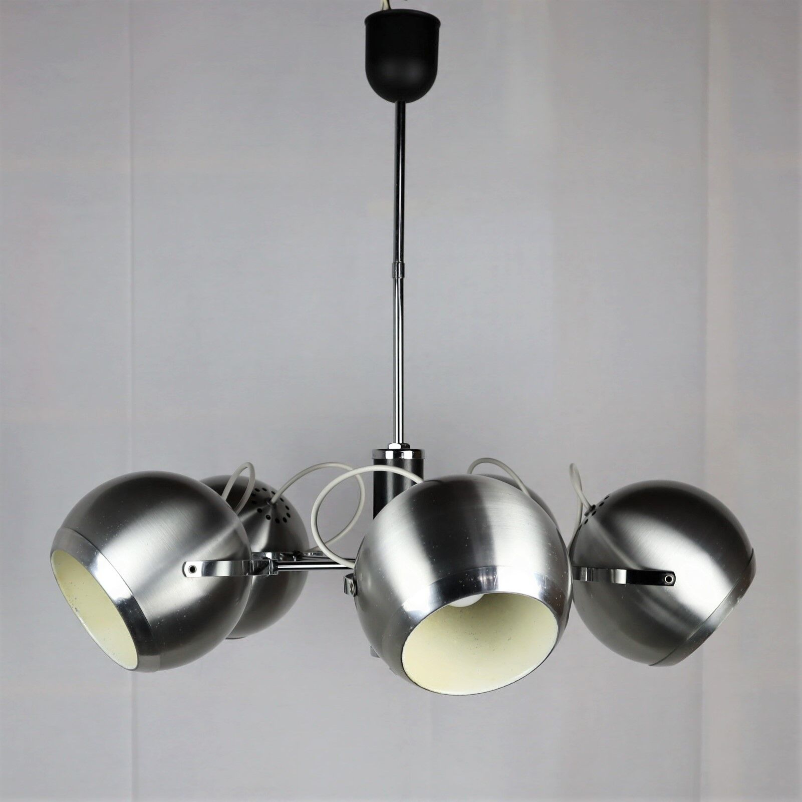 2 Vintage metal ball ceiling lamps 1960