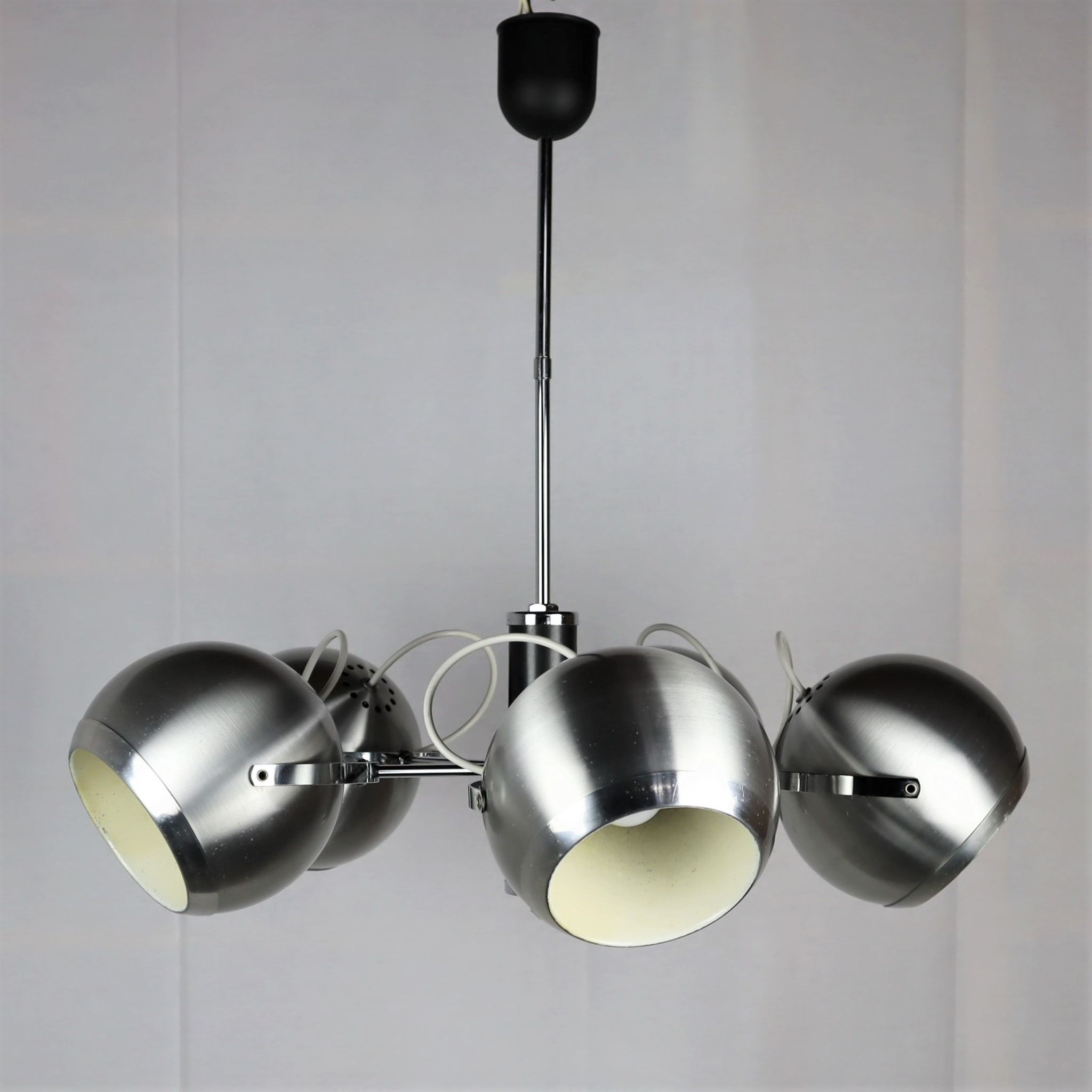 2 Vintage metal ball ceiling lamps 1960