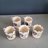Set of 5 glazed ceramic coffee mugs
