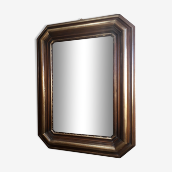 Miroir bois exotique patiné or 83x63cm