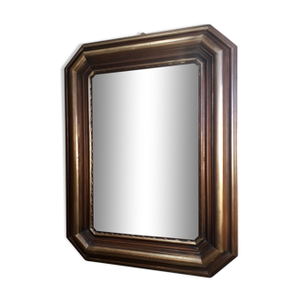 Miroir bois exotique patiné or 83x63cm