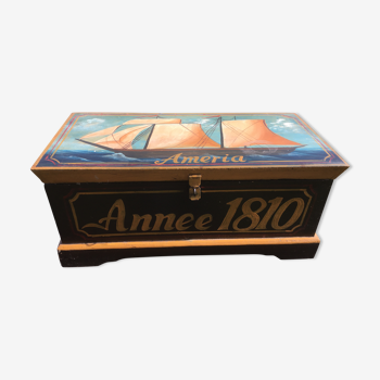 Painted wooden chest "Améria 1810"