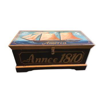 Coffre en bois peint  "Améria 1810"
