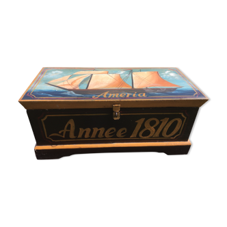 Painted wooden chest "Améria 1810"