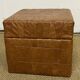 Vintage Sede leather pouf with chest