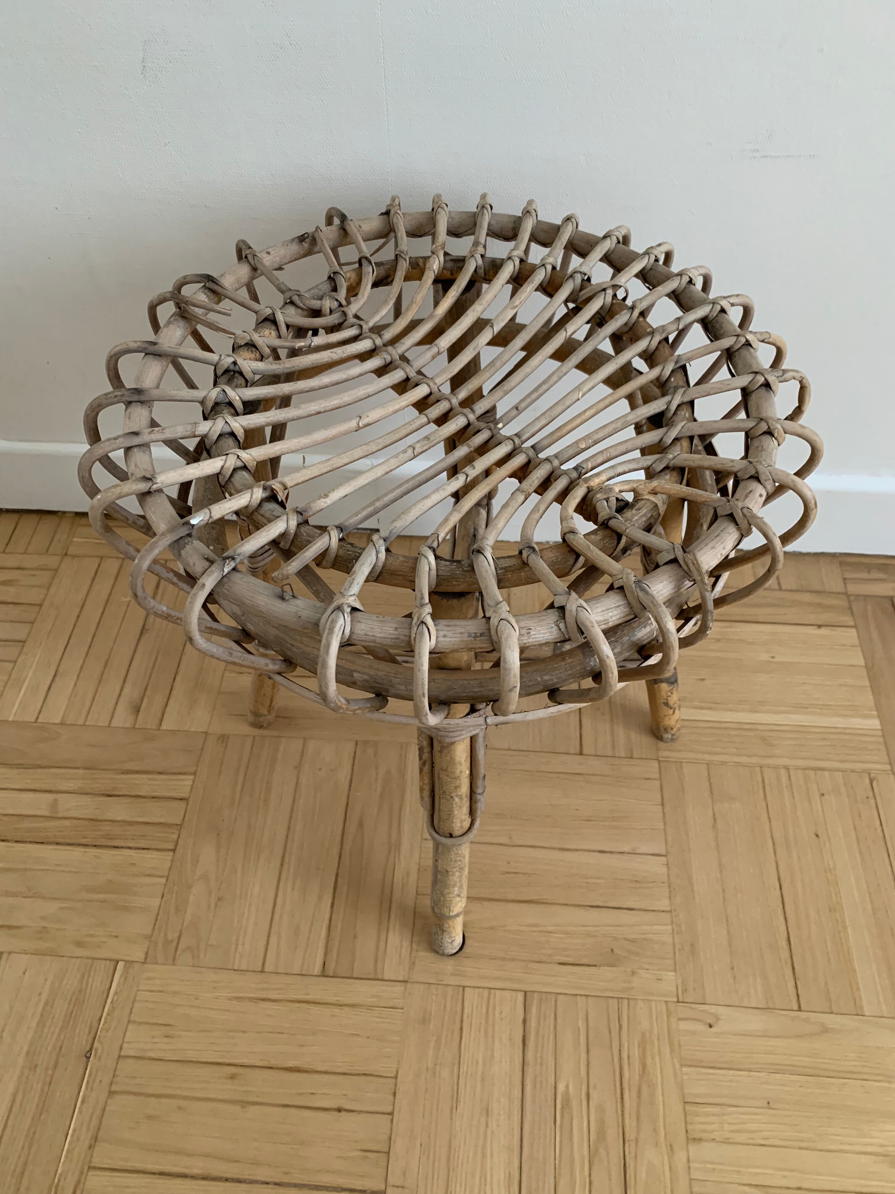 Vintage rattan stool