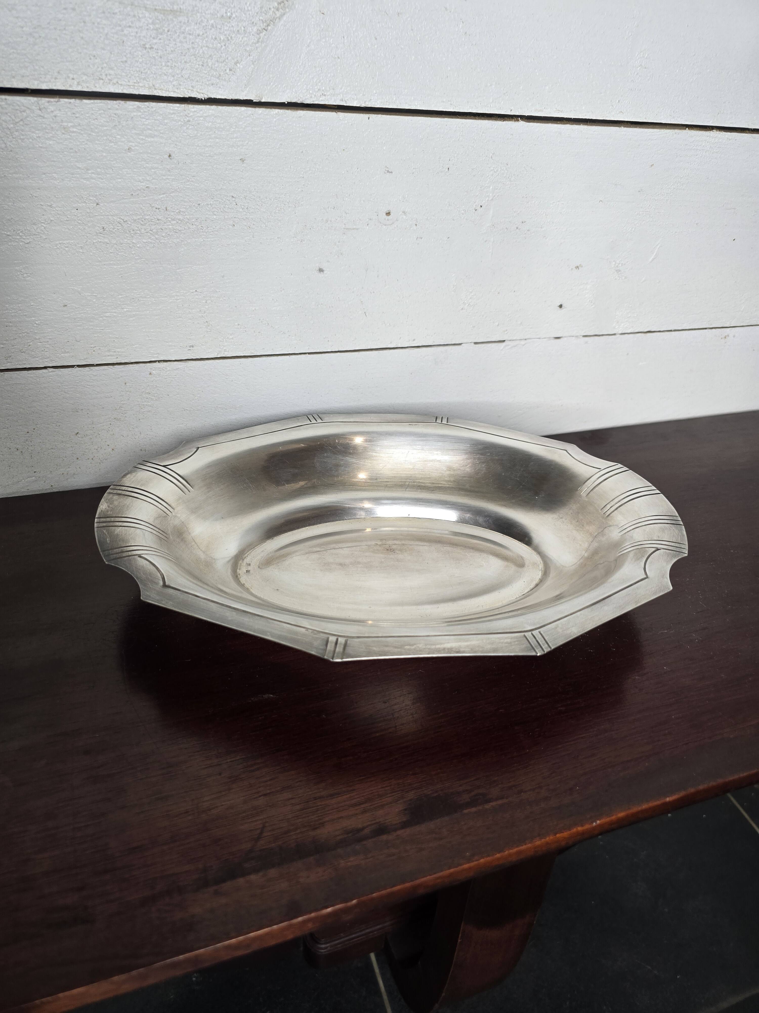 Mid-20th century silver-plated hollow dish