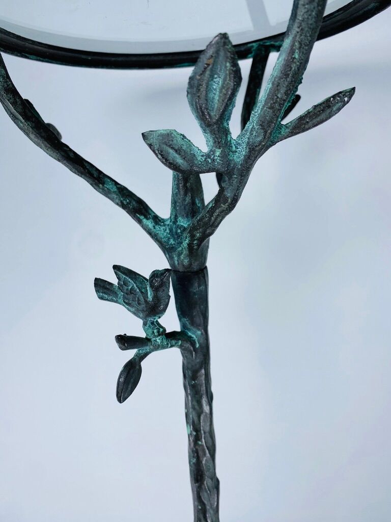 Metal pedestal table in the manner of Diego Giacometti