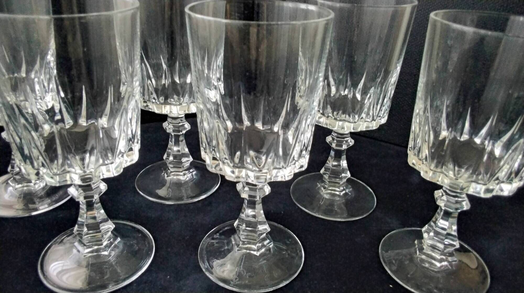 6 water glasses or large wine glasses Crystal d'Arques Model Louvre