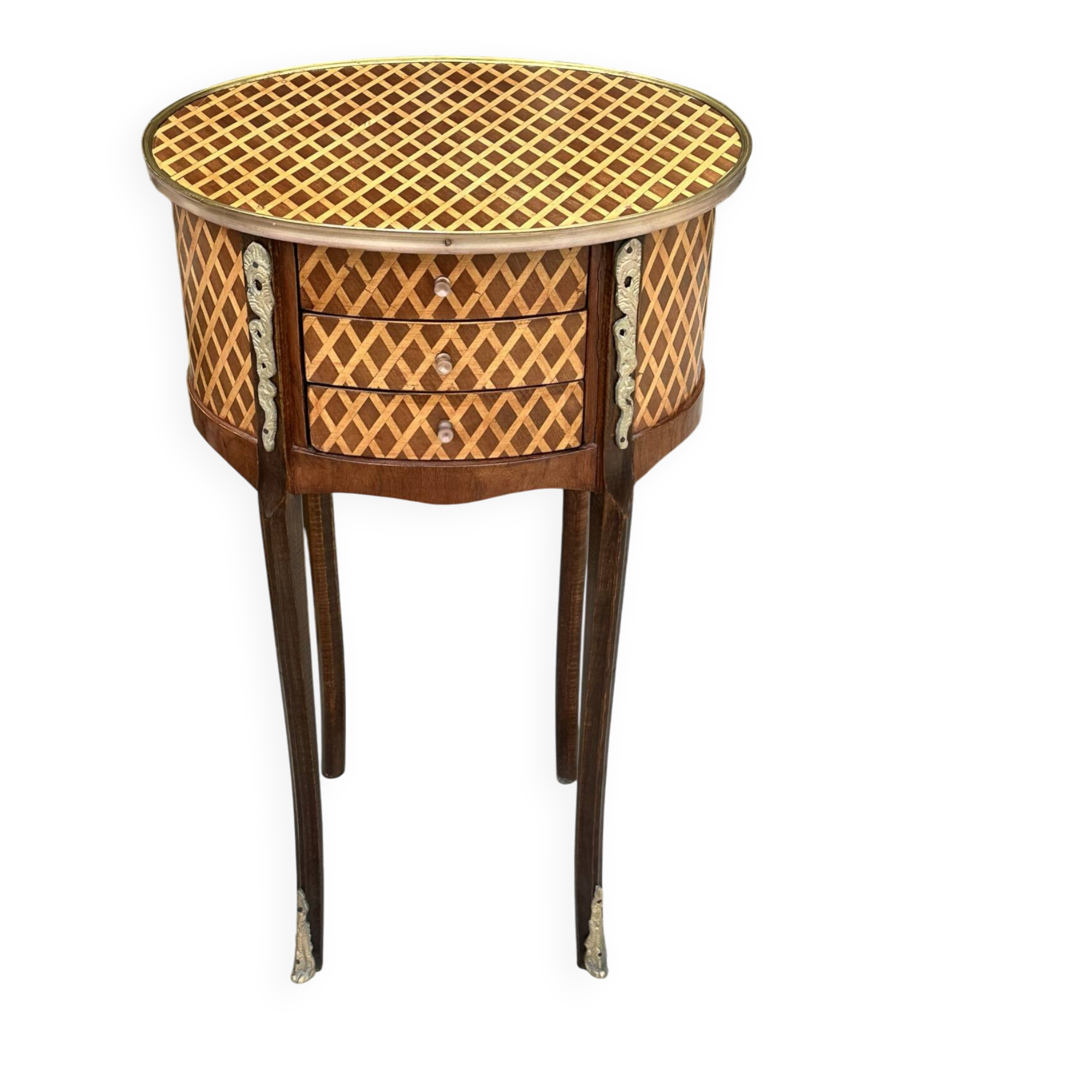 Chiffonier table or folding table in precious wood marquetry.