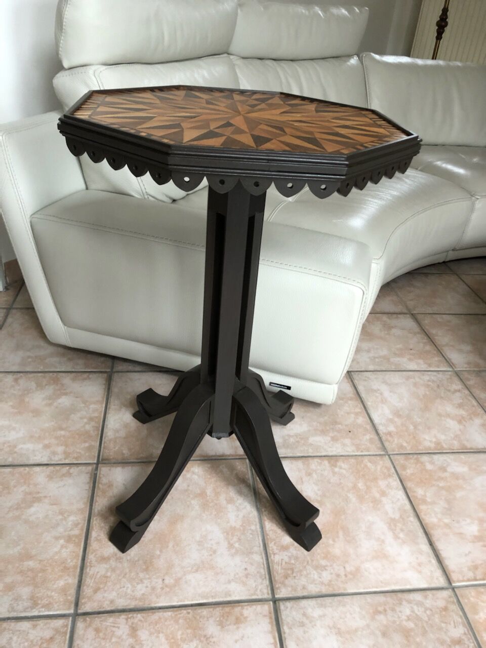 Octagonal inlaid pedestal table