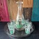 Vintage silkscreened lily of the valley motif liqueur set, 1940/50