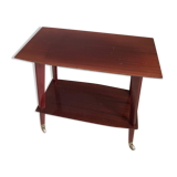 Vintage TV table with casters and 2 shelves years 60 varnished