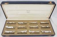 Aristide Colotte, 12 animal-shaped knife rests, Art Deco, excellent condition, case.