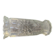 Transparent glass vase with relief floral decoration from the 1980s, fluted neck and polygonal base.