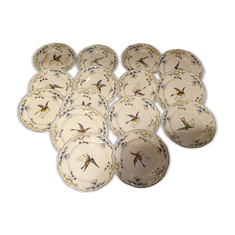 15 plates longchamp model clery decor bird