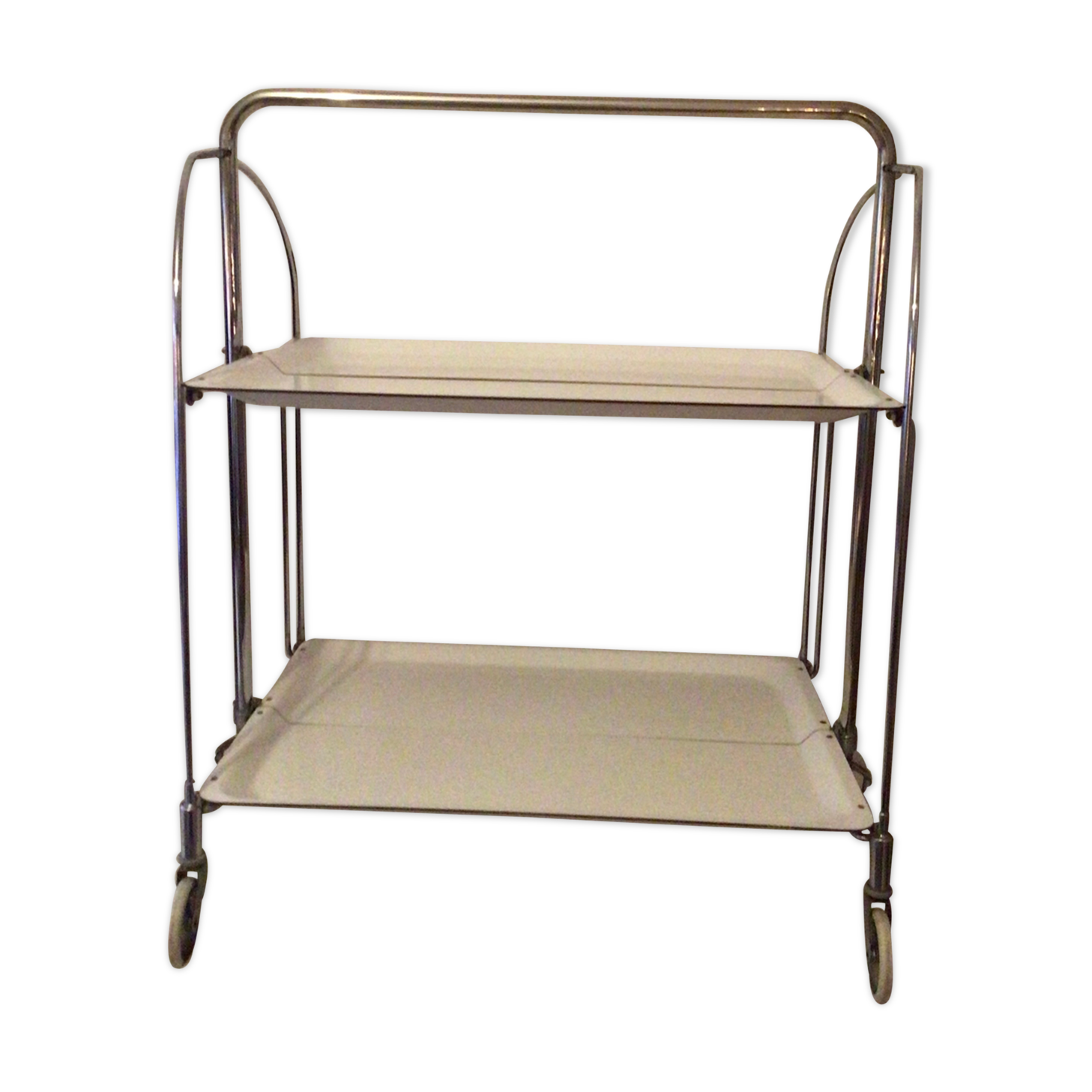 White formica vintage wheeled foldable dessert