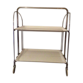 Desserte pliable à roulettes vintage formica blanc