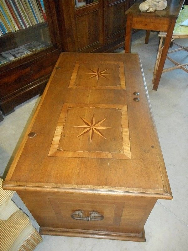 Coffre marqueterie etoile du xix ème siecle