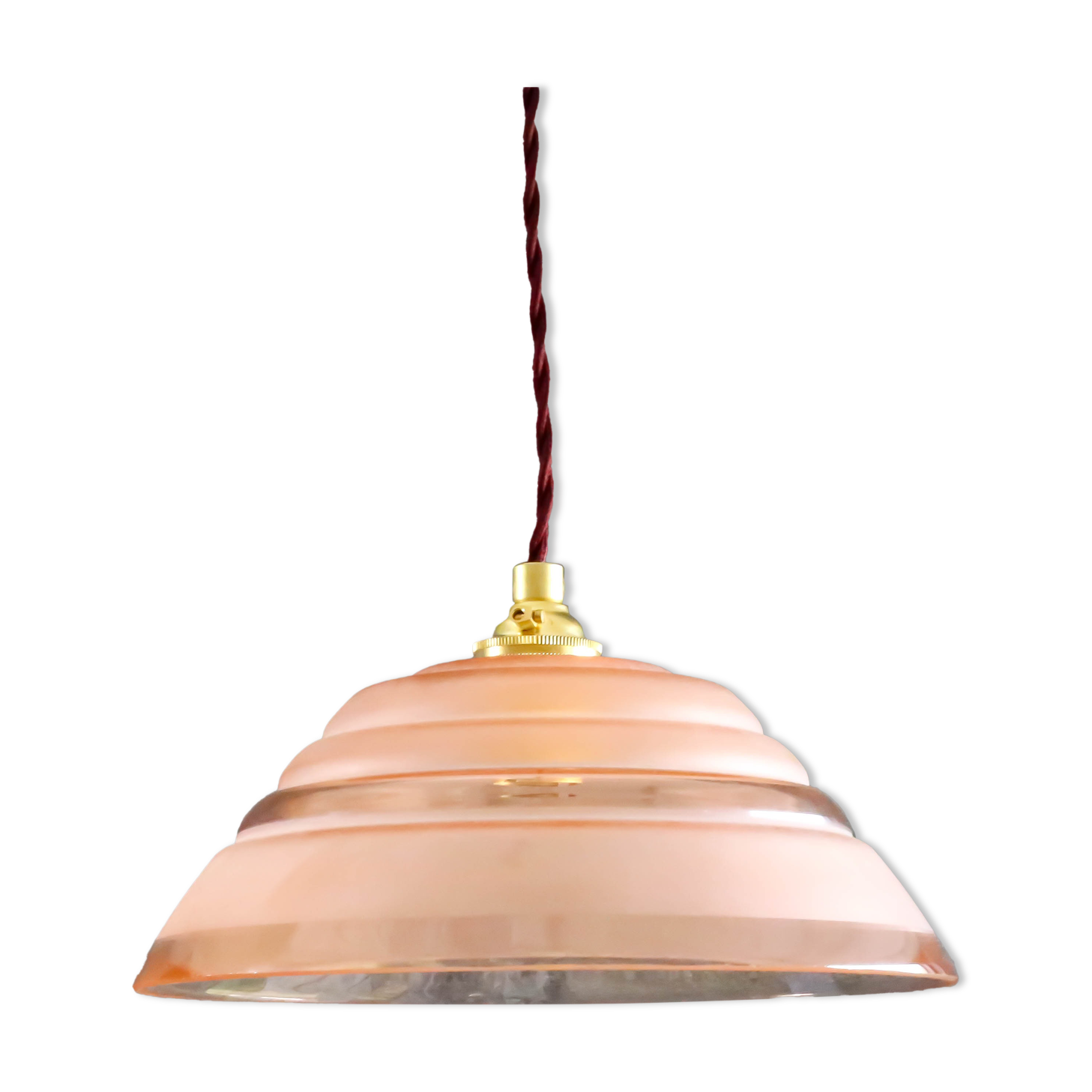 1950s style antique pink glass pendant light