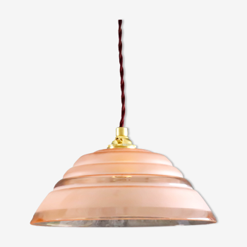 Suspension en verre rose antique de style 1950