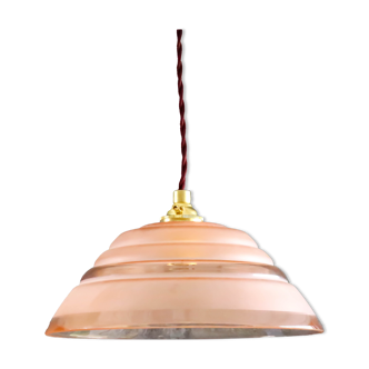 Antique pink glass pendant lamp in 1950 style