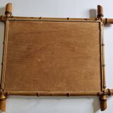 Turned wooden mirror in imitation of bamboo, mid-century, 54 cm x 67 cm