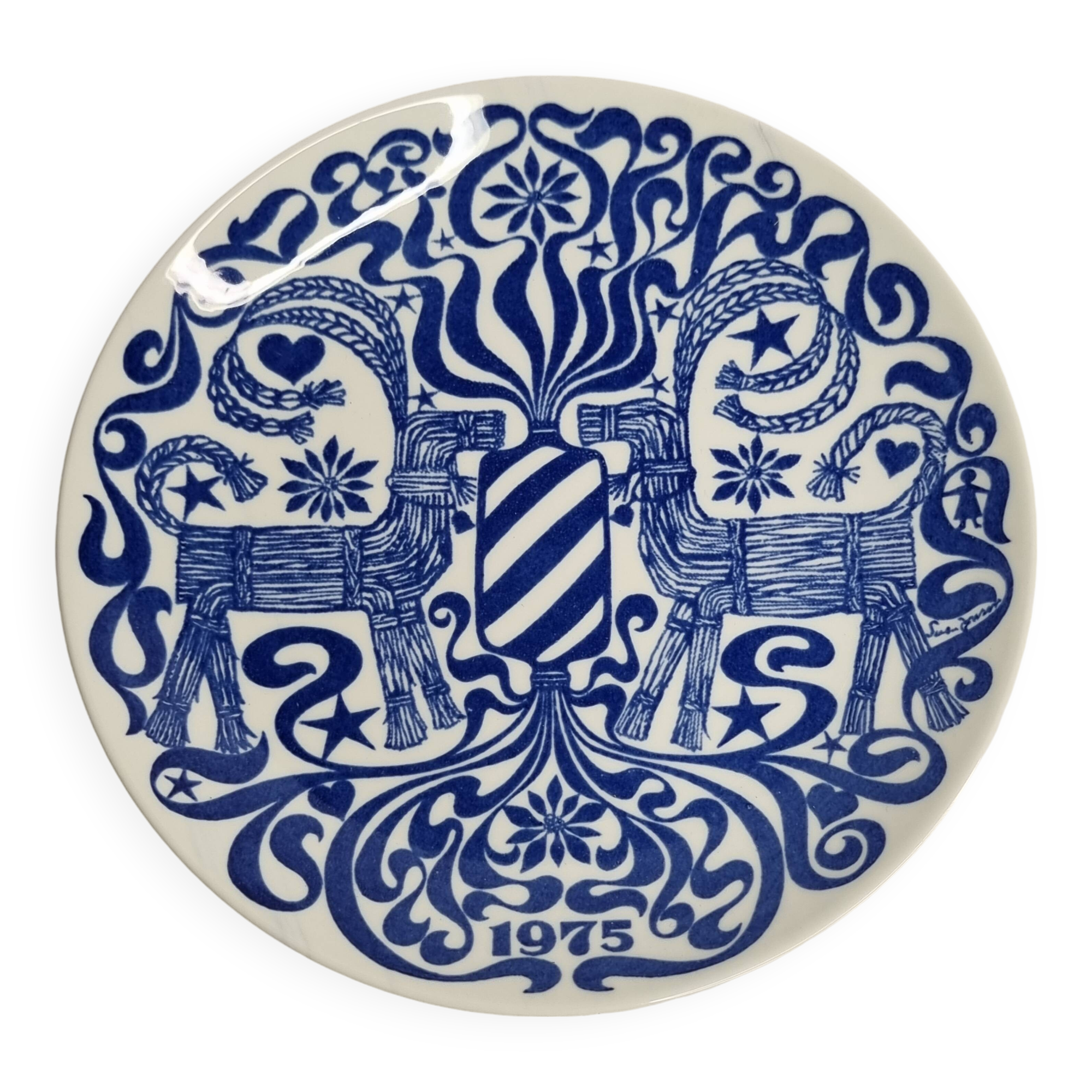 Gustavsberg decorative plate "jultallrik 5" 1975, design by sven jonson, limited edition, diameter