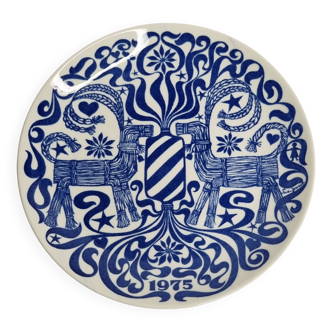 Assiette décorative gustavsberg "jultallrik 5" 1975, design par sven jonson, édition limitée, diamèt