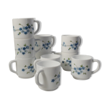 Set of 10 Arcopal espresso coffee cups - Forget-me-not pattern